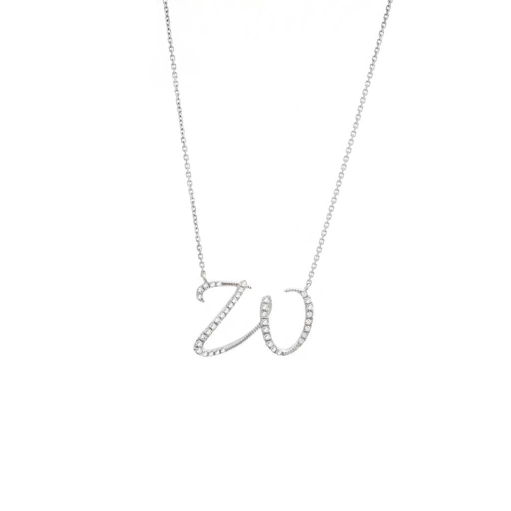 14 KT Script Diamond T Initial Necklace