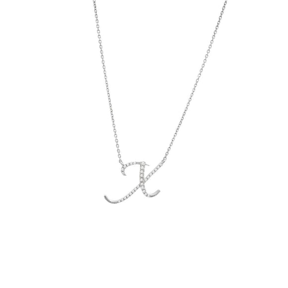 14 KT Script Diamond X Initial Necklace