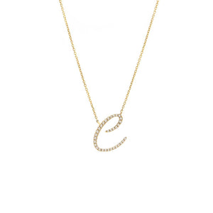 14 KT Script Diamond C Initial Necklace