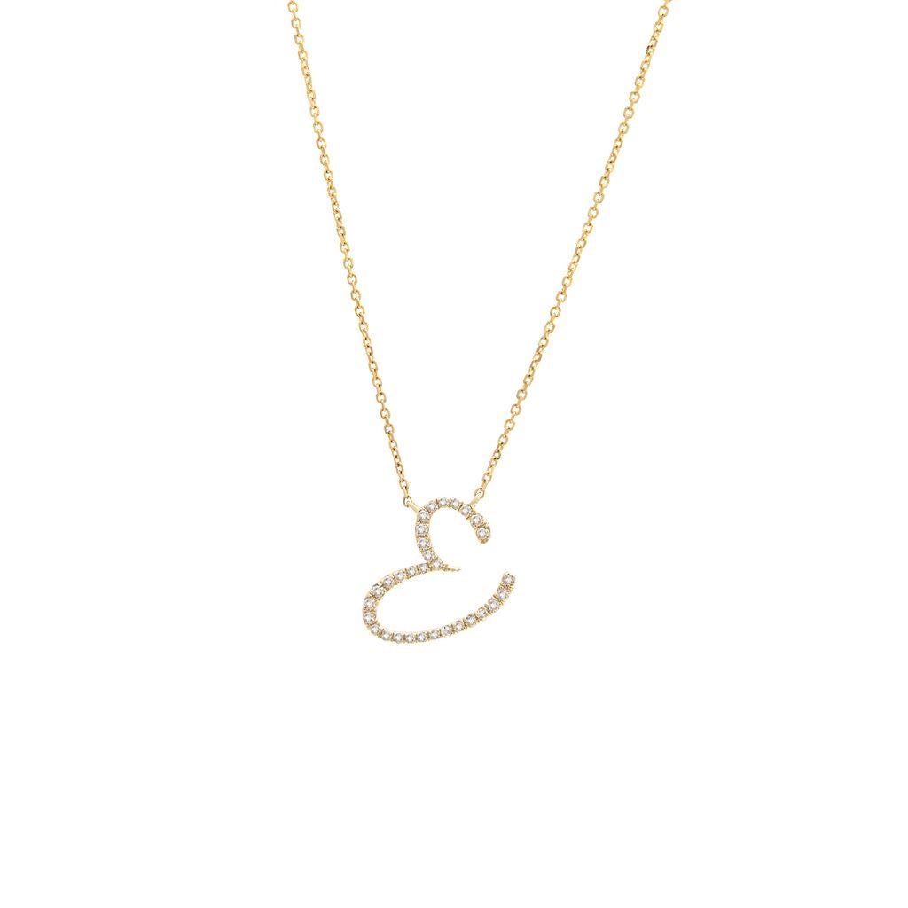 14 KT Script Diamond F Initial Necklace