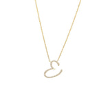 14 KT Script Diamond F Initial Necklace