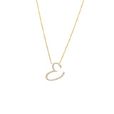 14 KT Script Diamond E Initial Necklace