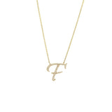 14 KT Script Diamond N Initial Necklace