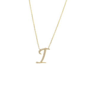 14 KT Script Diamond I Initial Necklace