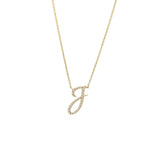 14 KT Script Diamond I Initial Necklace