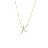 14 KT Script Diamond I Initial Necklace