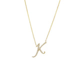 14 KT Script Diamond J Initial Necklace