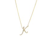 14 KT Script Diamond H Initial Necklace