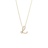 14 KT Script Diamond K Initial Necklace