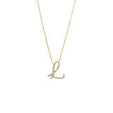 14 KT Script Diamond J Initial Necklace