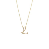 14 KT Script Diamond L Initial Necklace