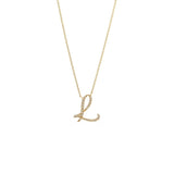 14 KT Script Diamond I Initial Necklace