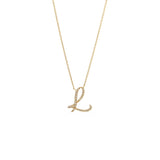 14 KT Script Diamond H Initial Necklace