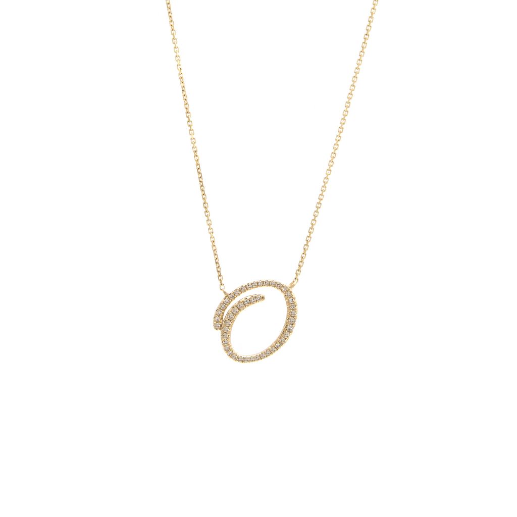 14 KT Script Diamond N Initial Necklace