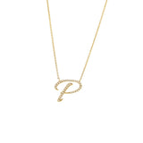 14 KT Script Diamond N Initial Necklace