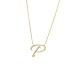 14 KT Script Diamond P Initial Necklace