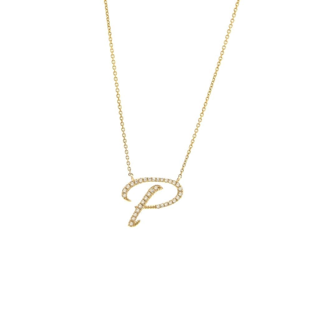 14 KT Script Diamond L Initial Necklace