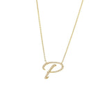 14 KT Script Diamond M Initial Necklace