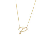 14 KT Script Diamond K Initial Necklace