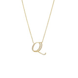 14 KT Script Diamond M Initial Necklace