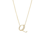 14 KT Script Diamond J Initial Necklace