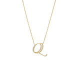 14 KT Script Diamond K Initial Necklace