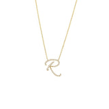 14 KT Script Diamond L Initial Necklace