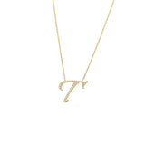 14 KT Script Diamond U Initial Necklace