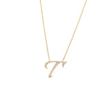 14 KT Script Diamond S Initial Necklace