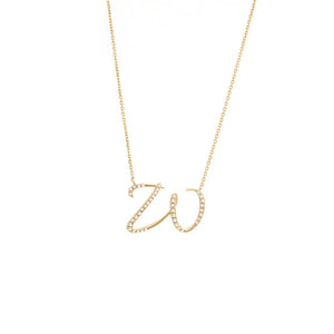 14 KT Script Diamond W Initial Necklace