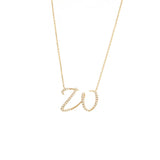 14 KT Script Diamond W Initial Necklace