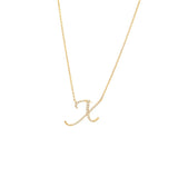 14 KT Script Diamond X Initial Necklace