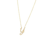 14 KT Script Diamond P Initial Necklace