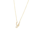 14 KT Script Diamond F Initial Necklace