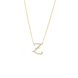 14 KT Script Diamond F Initial Necklace