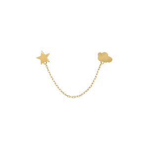 14 KT Gold Star and Cloud chain Connector Earrings