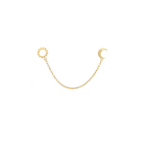 14 KT Gold Sun and Moon chain Connector Earrings