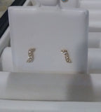 14KT Baby Wave CZ. white gold screw back earrings