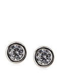 14 KT Children's White gold CZ Bezel screw back earrings