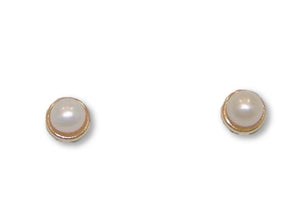 14 KT Baby Pearl + trim Screw Back Earrings