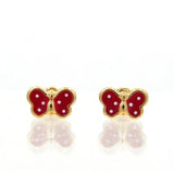14 KT Baby Butterfly polka dots screw back earrings