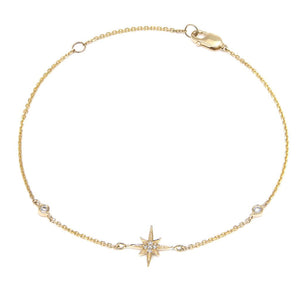 14 KT Diamond north star bracelet with bezels