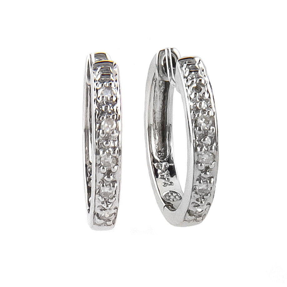 14 KT Small Diamond Hoop earrings