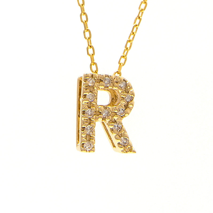 14 KT Letter Necklace Diamond A-Z