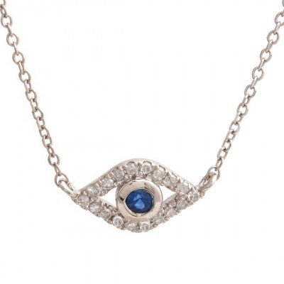 Sterling Teen Diamond evil eye necklace sterling silver