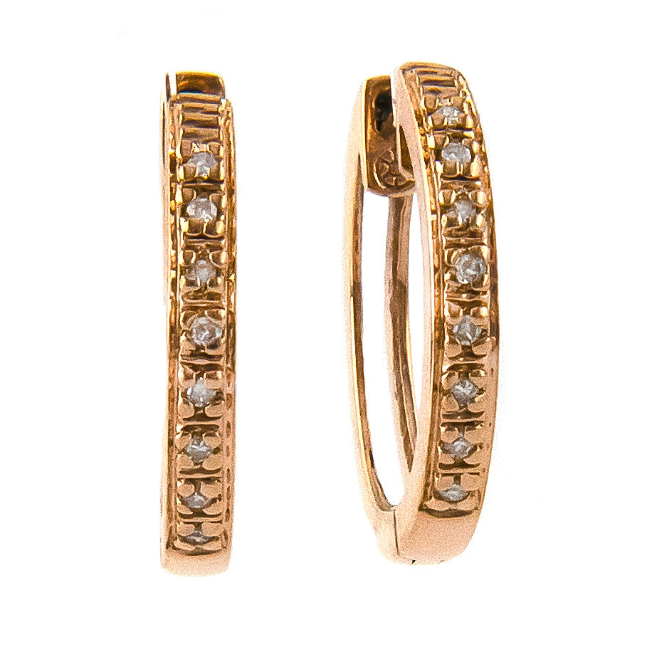 14 KT Small Diamond Hoop earrings