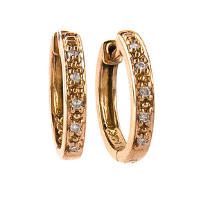 14 KT Small Diamond Hoop earrings