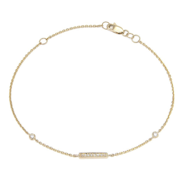 14 KT Diamond mini bar bracelet with bezels