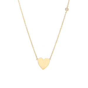 14 KT Happy Heart necklace with diamond bezel accent