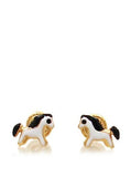 kids's gold white horse earrings